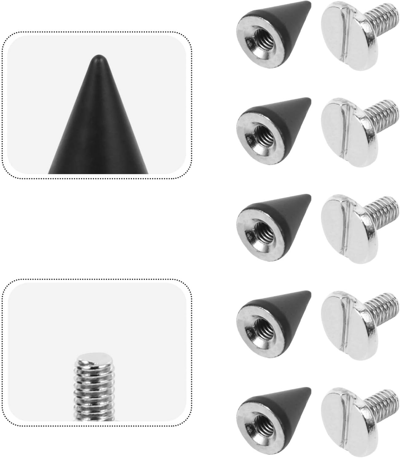 Healifty 20 remaches con forma de cono de cobre, estilo punk, remaches traseros de rosca, accesorios para manualidades, accesorios de cono para