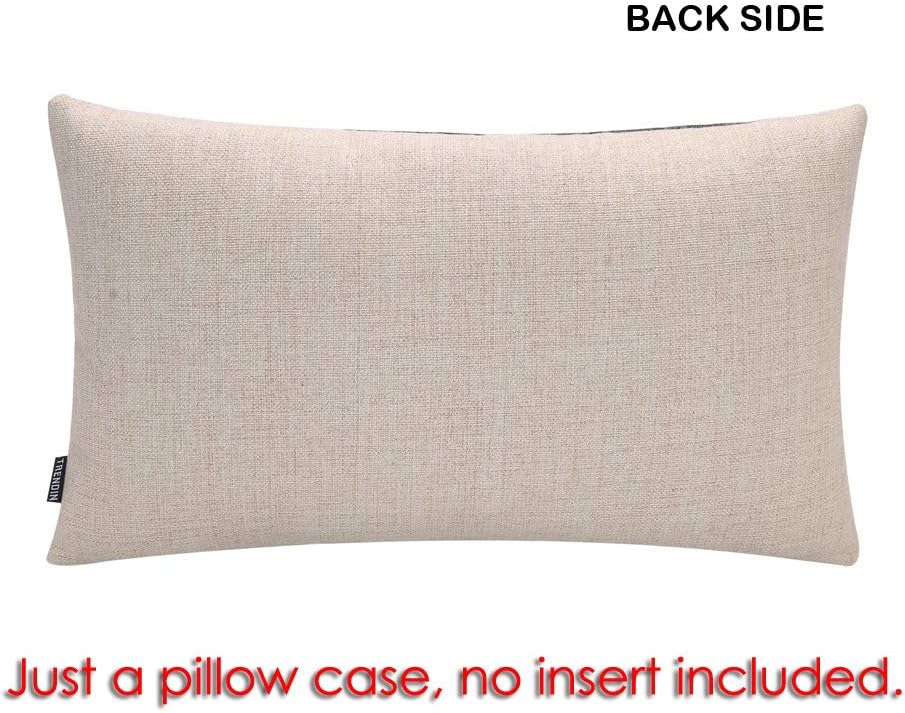 TRENDIN PL1064TR – Funda de almohada navideña de 12 x 20 pulgadas, decoración de Navidad, de lino, rectangular, decorativa, lumbar, para cintura, 12