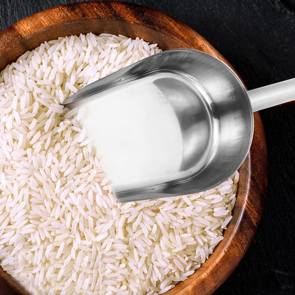 BESTonZON Cuchara de hielo de metal de acero inoxidable de 8 onzas, cuchara de harina de cocina, cuchara de caramelo, cuchara de comida pequeña para