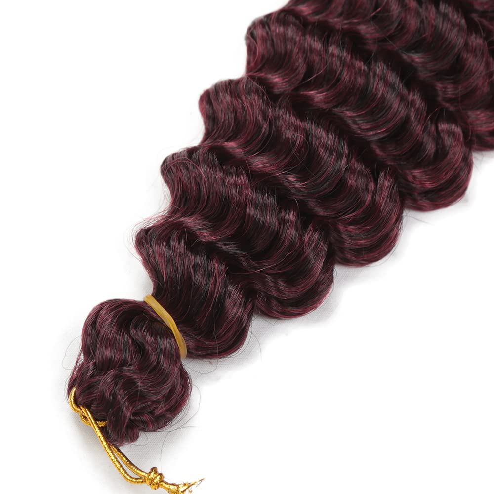 Pelo de ganchillo profundo de 22 pulgadas, 5 paquetes de extensiones de cabello sintético rizado trenzado (22 pulgadas, T530)