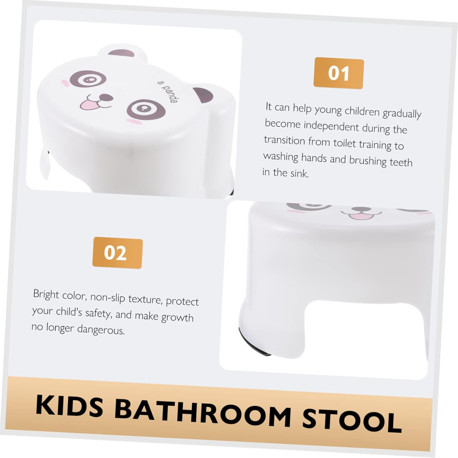 USHOBE Taburete de baño de plástico de dibujos animados para niños pequeños, taburete redondo otomano, taburete para niños pequeños, taburete para