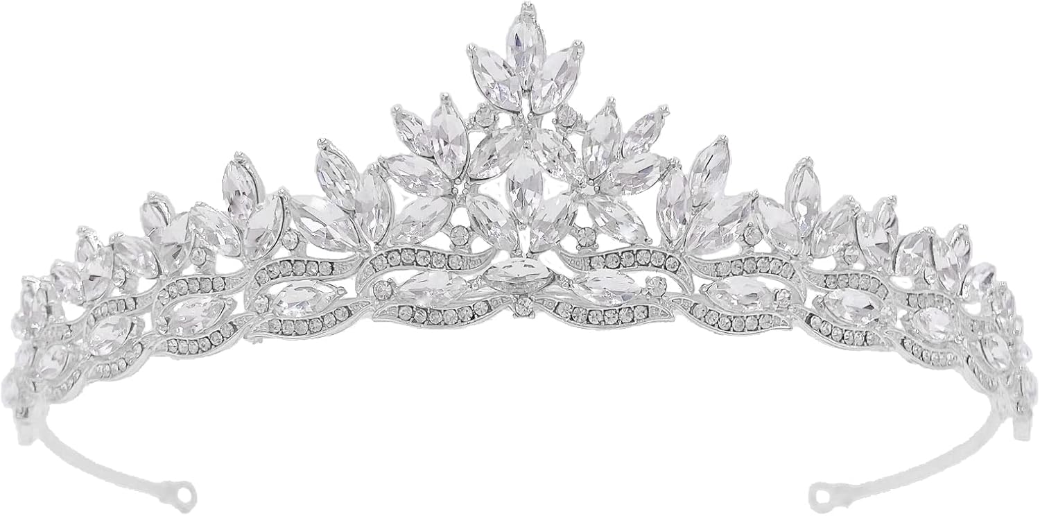 Tiara de boda para novias niñas de flores, diadema de tiara de princesa, corona de concurso
