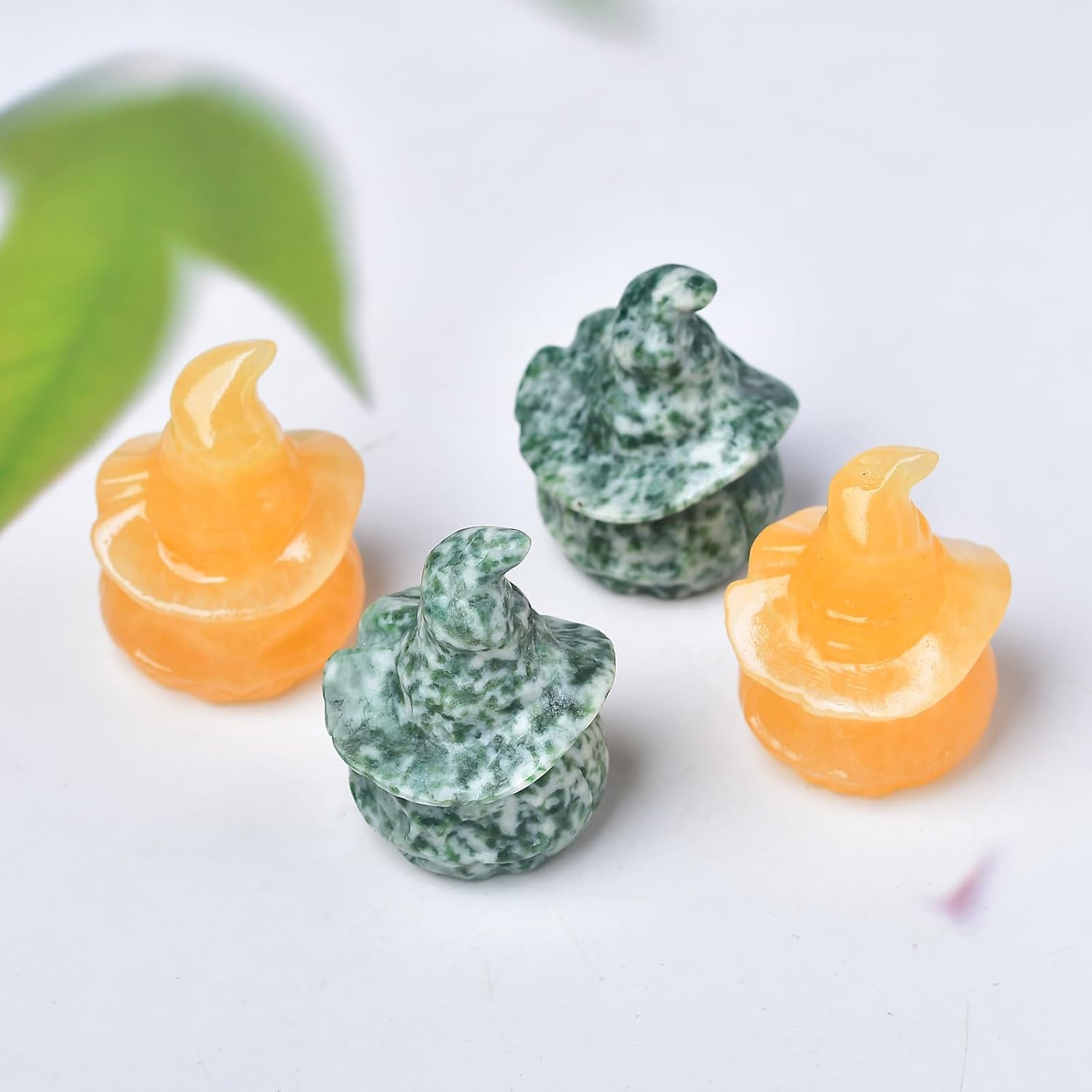 WUYOUSHI Estatua de cabeza de calabaza de cristal natural de 1.58 pulgadas, calcita amarilla, calabaza, aura, curación de chakras, piedras preciosas