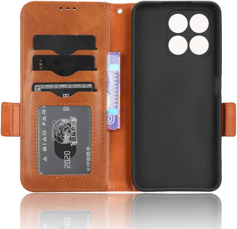 Case for Honor X8a CRT-LX1 CRT-LX2 CRT-LX3 – Funda de piel con función atril y tapa para Honor X8a, color marrón
