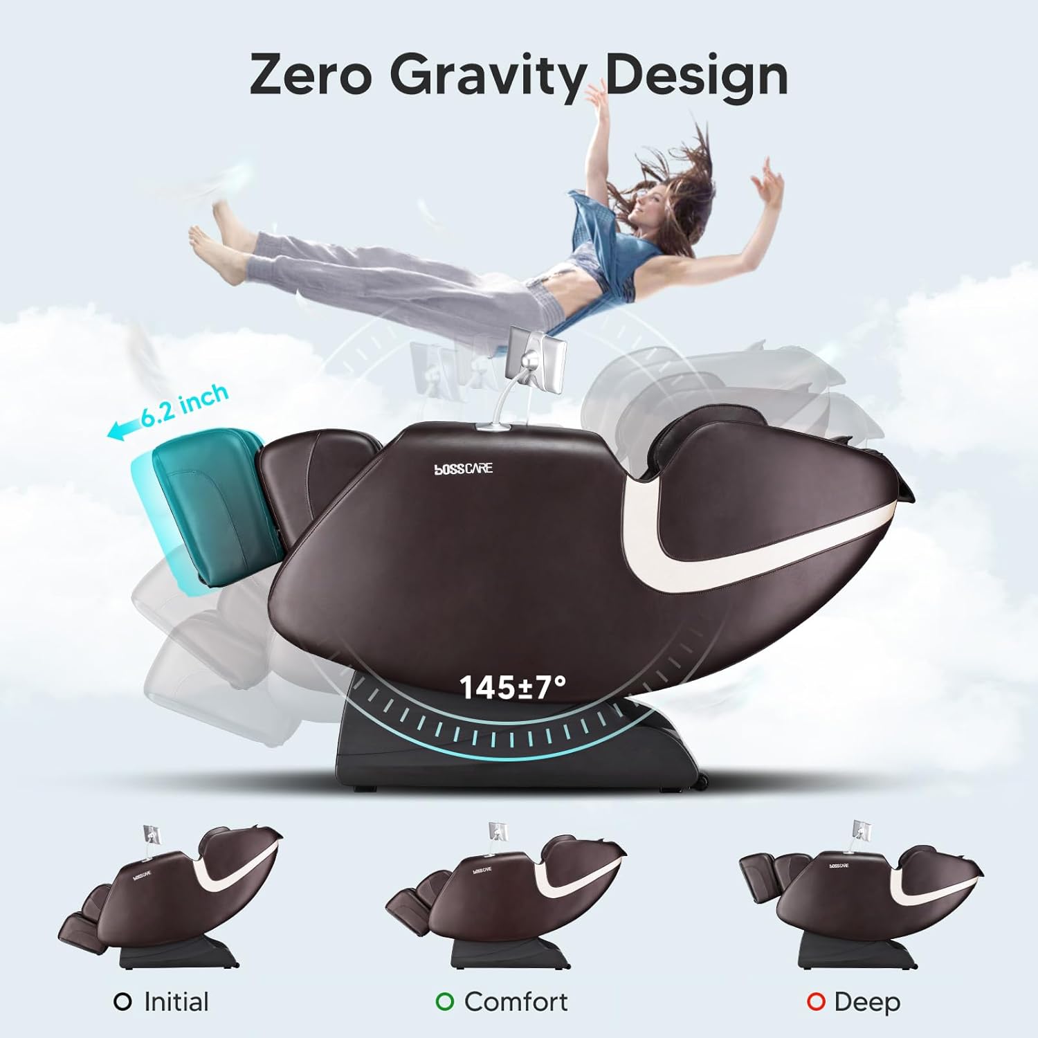 Silla de masaje Zero Gravity, SL Track de cuerpo completo, sillón reclinable de masaje con calefacción trasera, reposapiés extensible eléctrico,