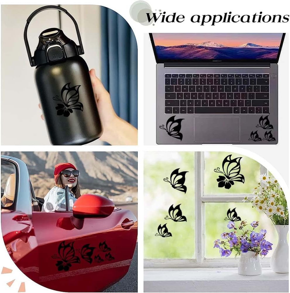 GORGECRAFT Juego de 2 hojas de calcomanías de mariposa para automóvil, calcomanías impermeables de vinilo para mujer, calcomanías reflectantes para