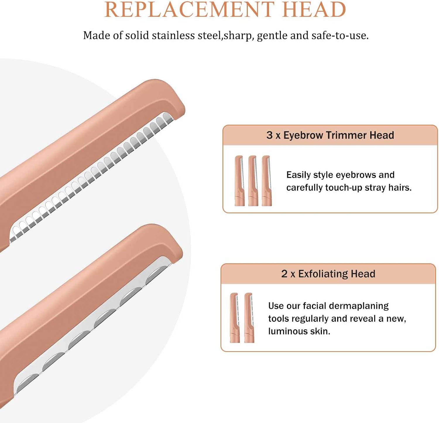 FYB Recortadoras de cejas, para mujeres y hombres, 5 piezas de acero inoxidable con cubierta de seguridad, multiusos, 2 exfoliantes y 3 recortadores
