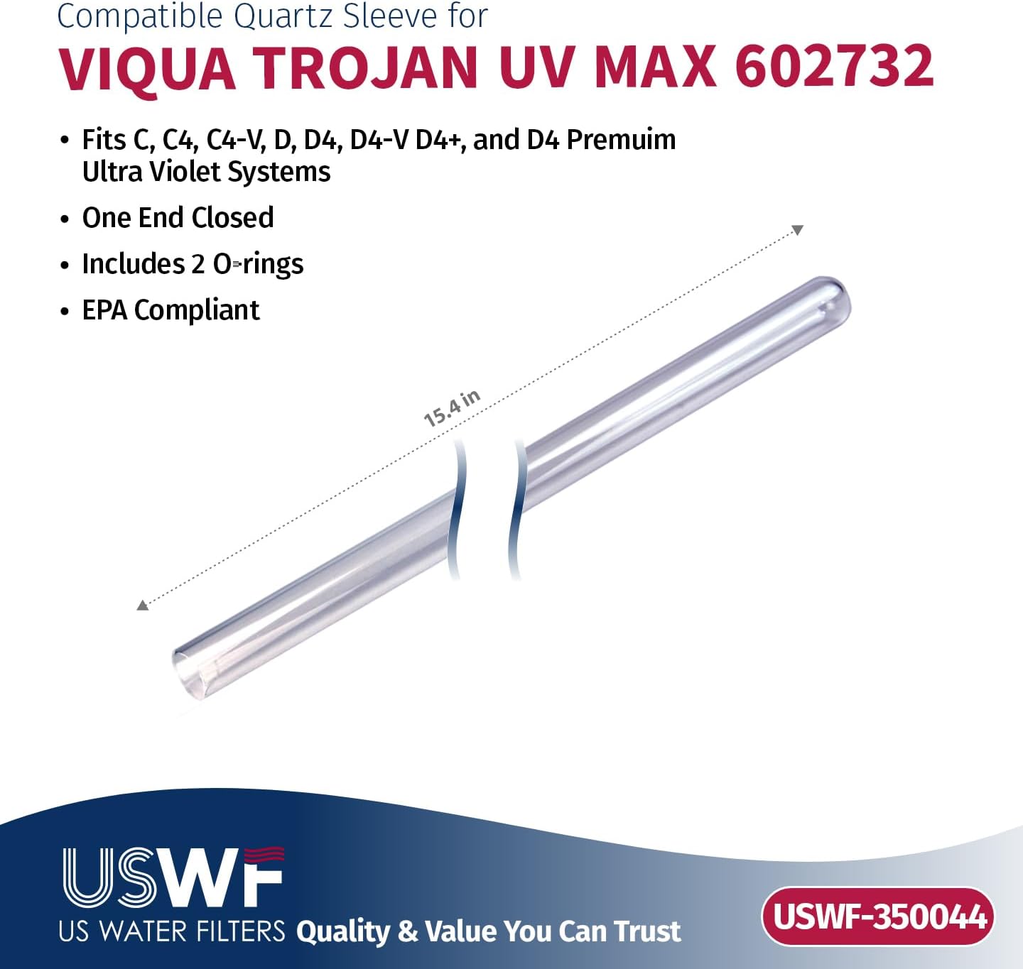 602810-102 Combo de lámpara UV de repuestofunda  Compatible con los sistemas UV VIQUA CC4DD+D4D4  Fabricado en los Estados Unidos US Water Filters