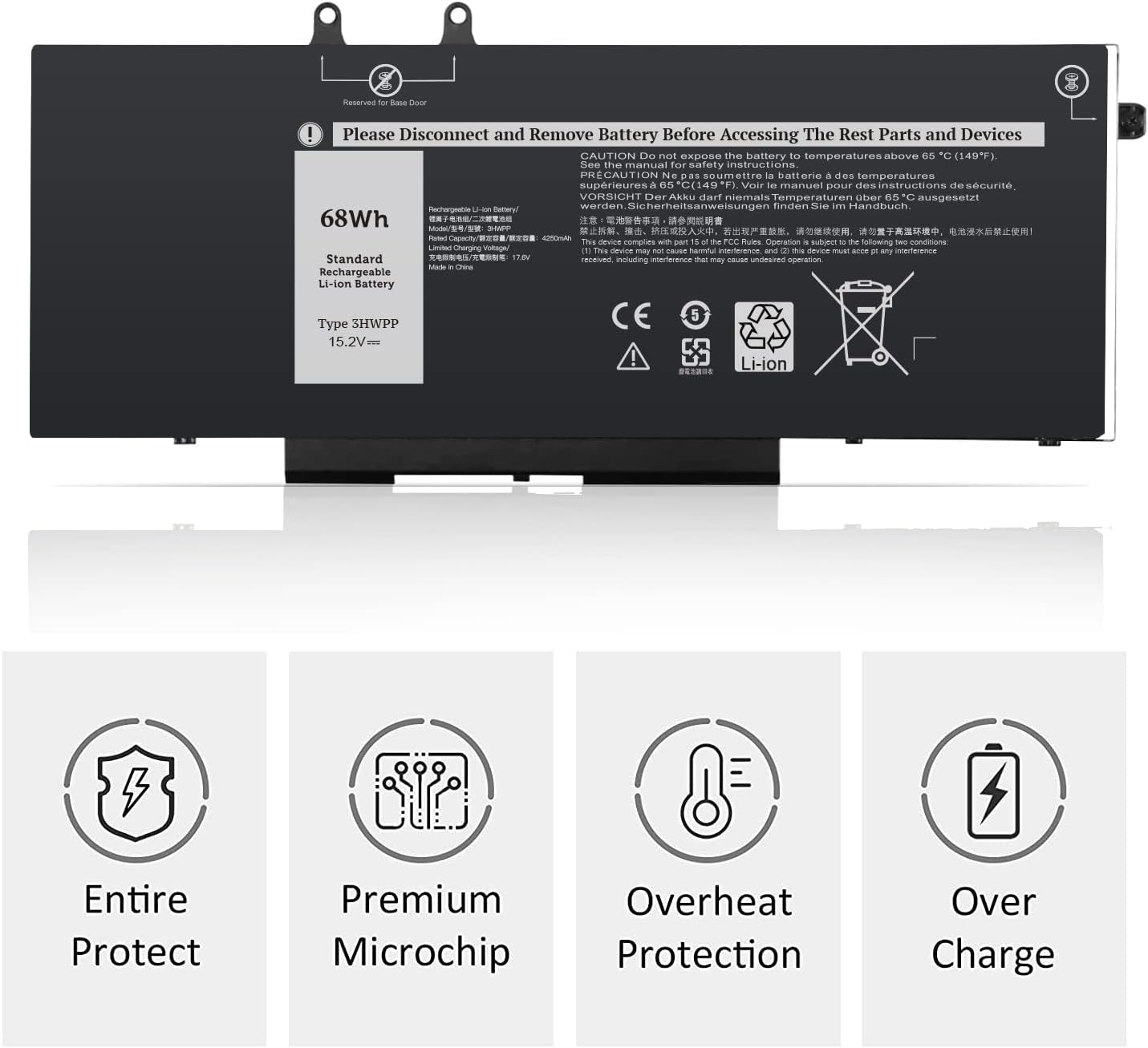 Amanda 3HWPP – Batería para laptop compatible con Dell Latitude 5401 5410 5411 5501 5510 5511, Precision 3541 3551 Inspiron 17 75007506 2 en 1 serie