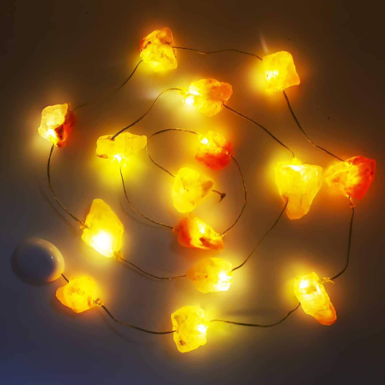Cadena de luz de sal del Himalaya, luz nocturna intermitente rosa, longitud 60 pulgadas, 15 luces, cadena de luz de sal, batería de botón