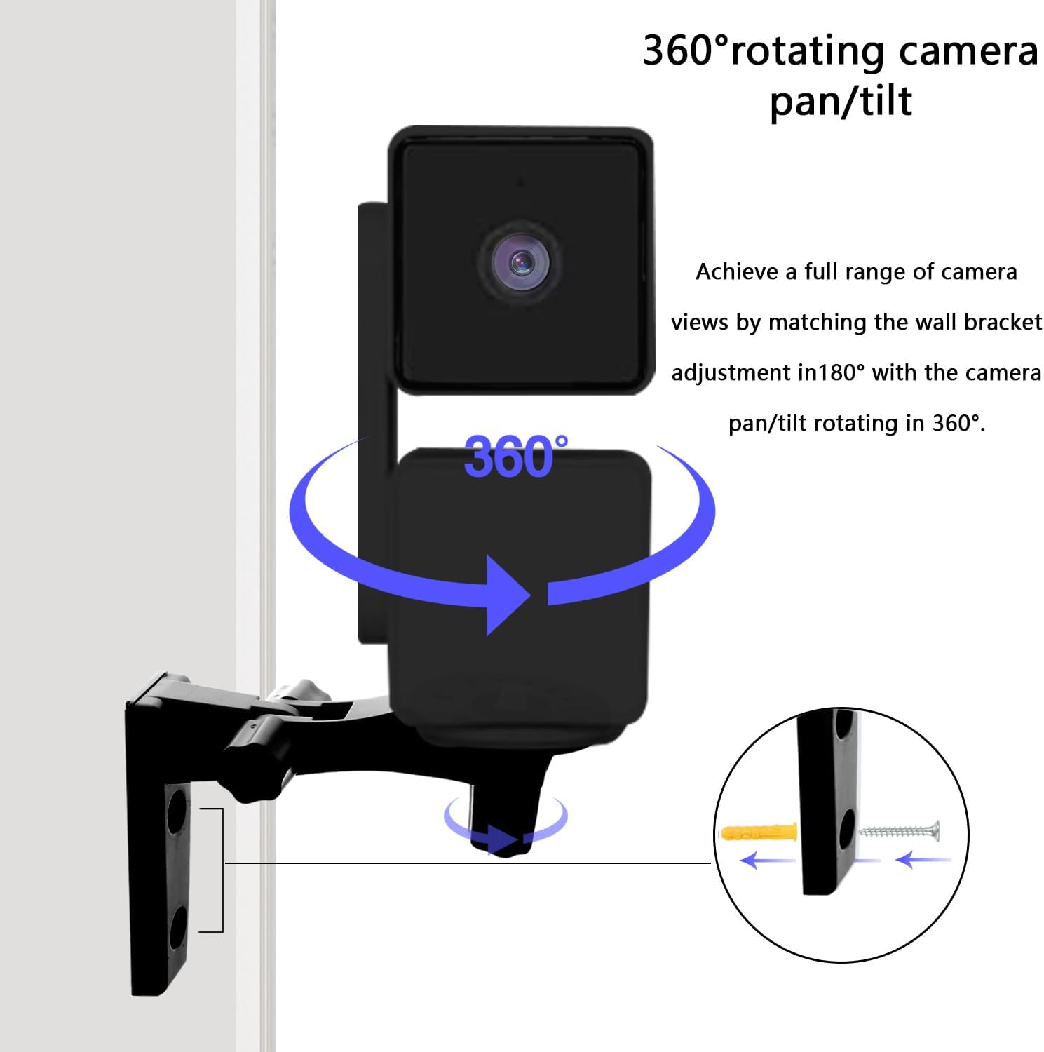 TEKCAM Soporte de pared para cámara compatible con Blink Mini Pan-Tilt WYZE Cam Pan V3, soporte de pared negro para cámara de techo ajustable de