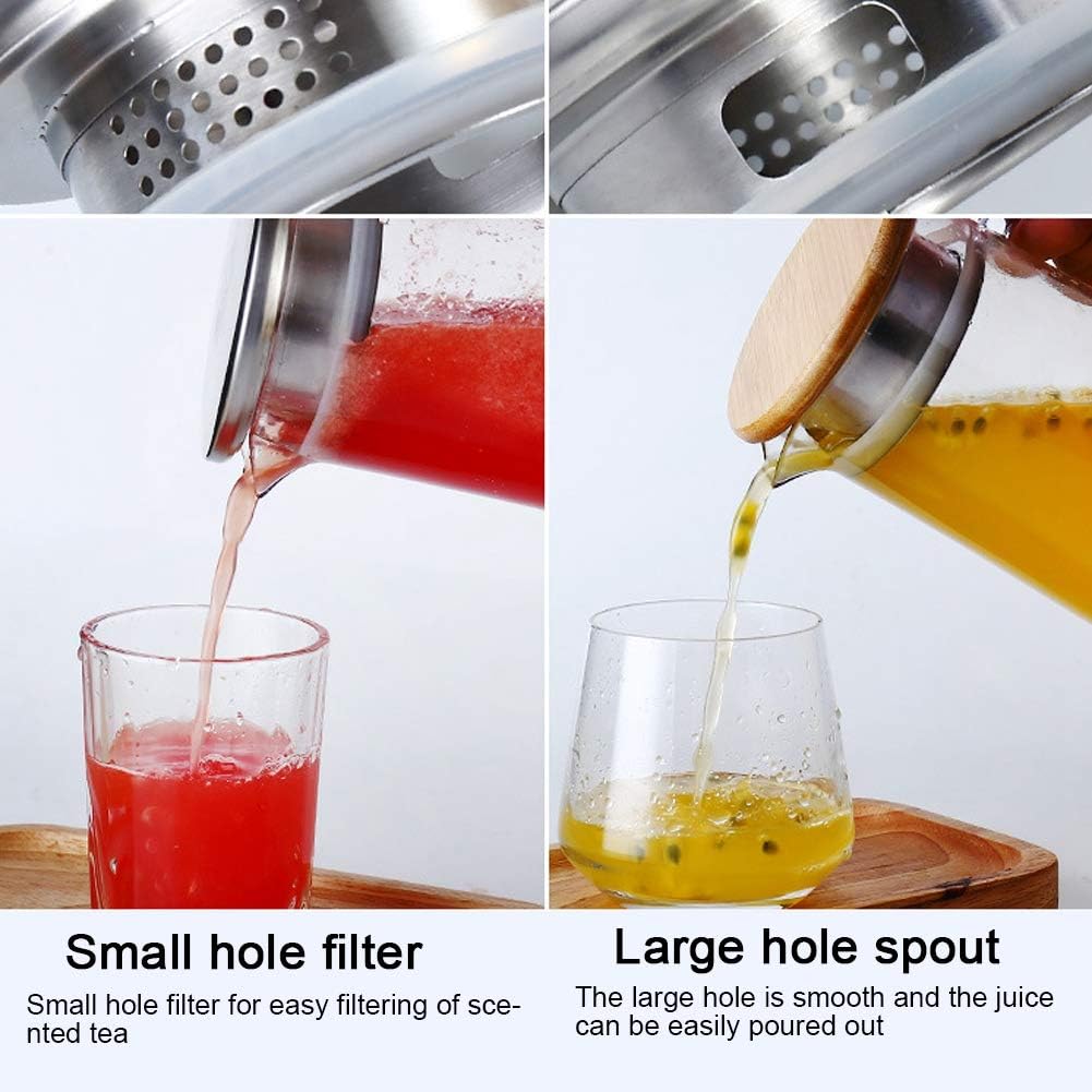 Tarro de jugo de acrílico de 1.2 l, con tapa hermética, jarra fácil de verter y mango para agua, jugo, café helado y té helado #1
