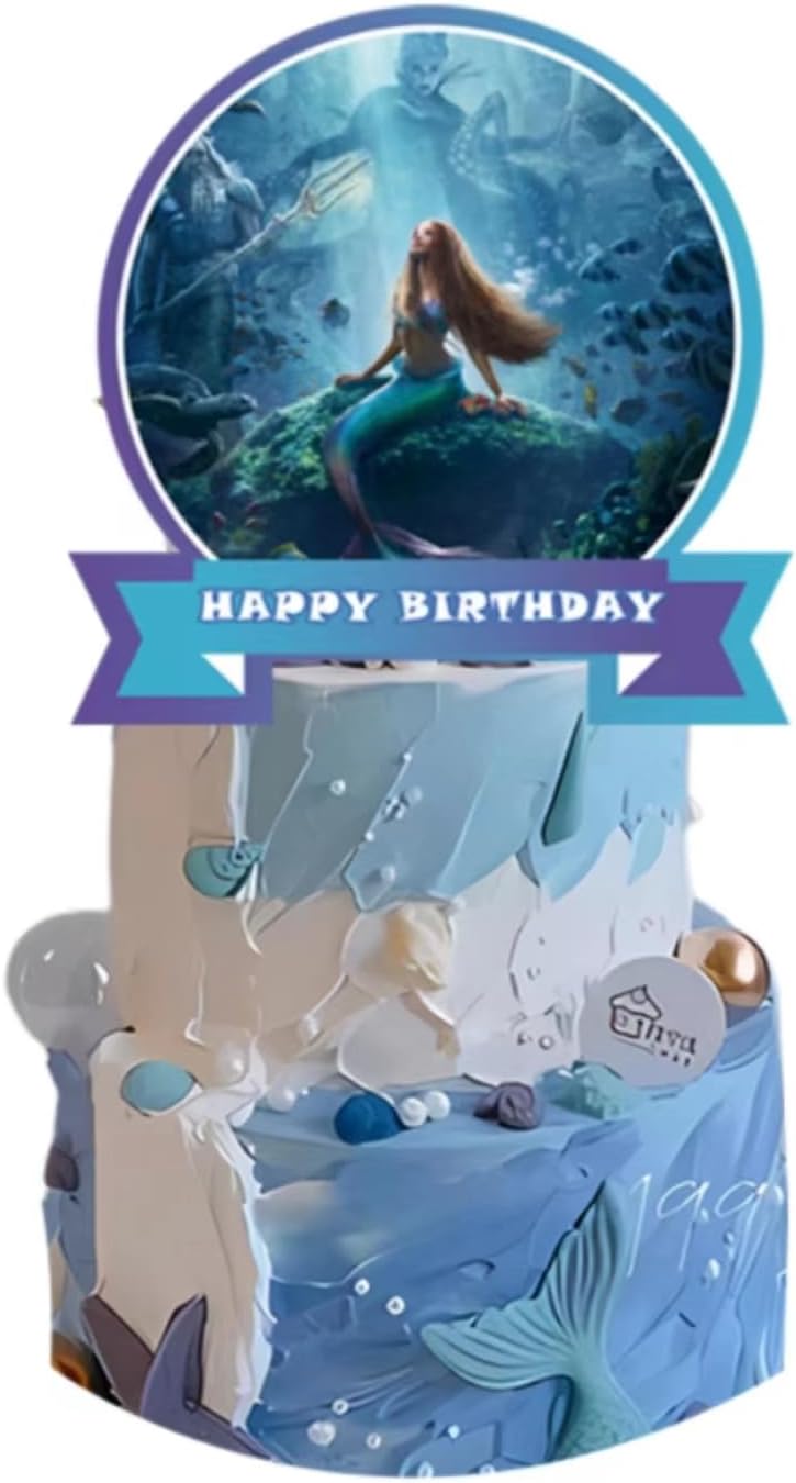 25 decoraciones de pastel de cumpleaños de sirena, decoraciones de fiesta de cumpleaños de sirena, suministros de fiesta de sirena.
