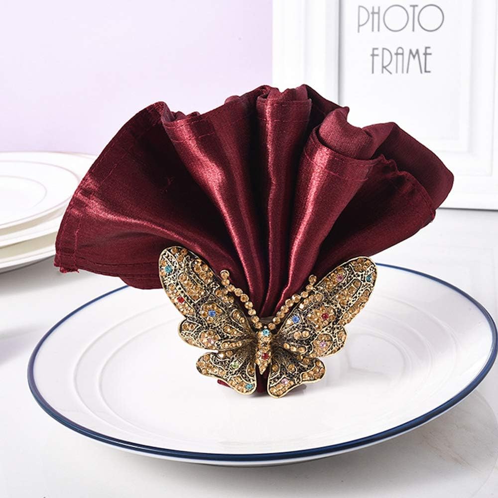 Juego de 6 servilleteros de mariposa de cristal para el hogar, servilleteros de metal para bodas, fiestas, cenas, Navidad, decoración de vacaciones