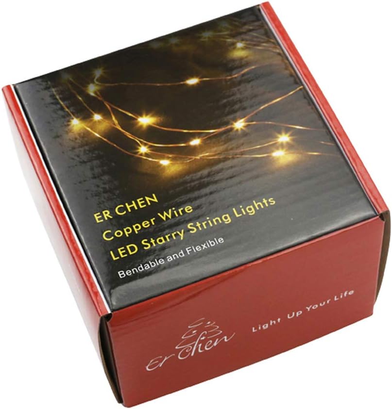 ER CHEN 200 luces LED, luces de hadas impermeables que funcionan con pilas, con control remoto, 66 pies, 8 modos, alambre de cobre recubierto de