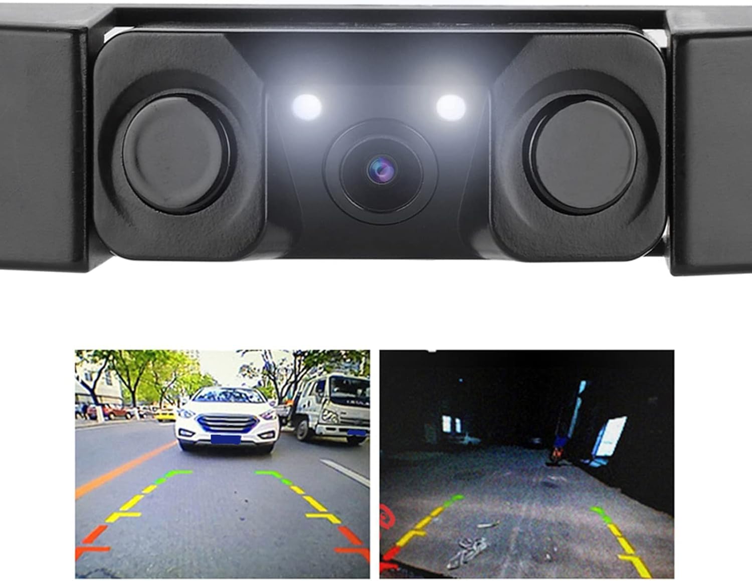 Kit de sensor de respaldo de cámara de copia de seguridad 3 en 1 Marco de matrícula de coche Sensor de estacionamiento radar retrovisor cámara de
