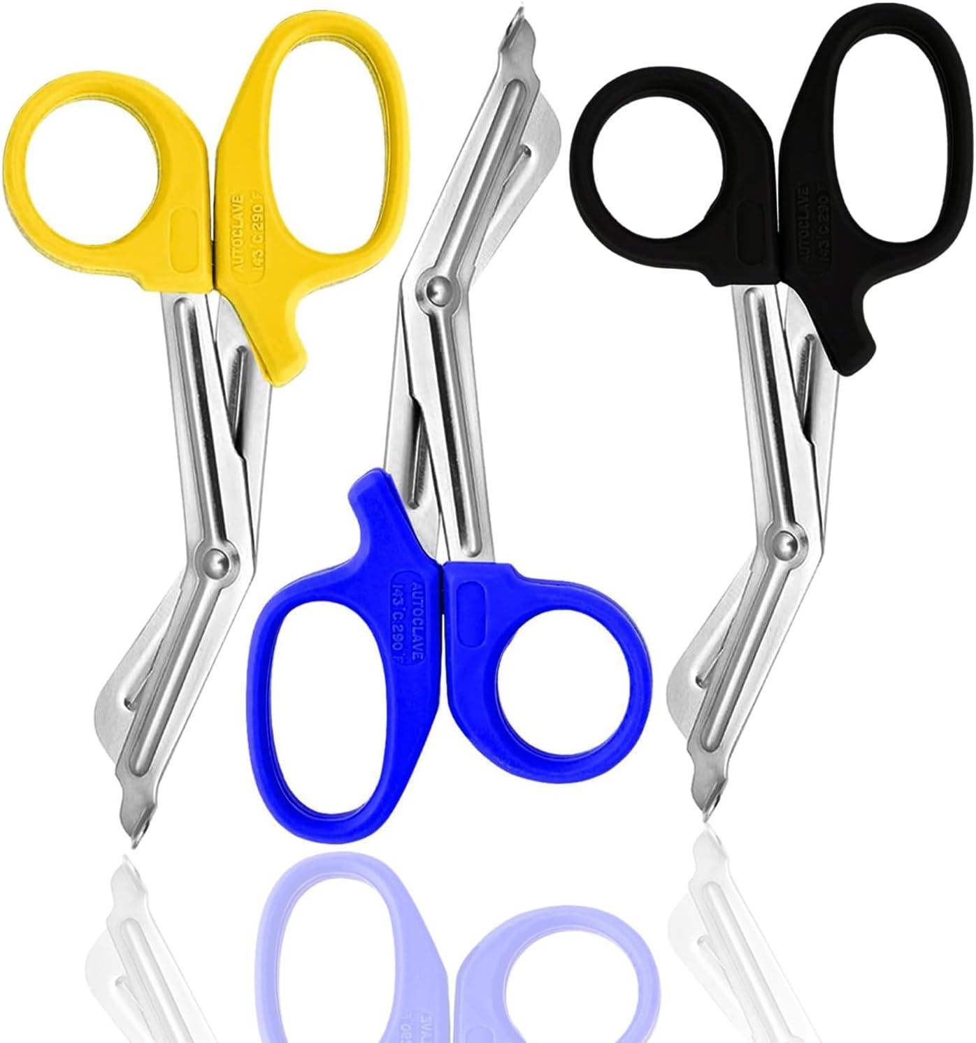 3 piezas (negro, amarillo y azul) para uso paramédico, vendaje trauma EMT, tijeras de acero inoxidable de 7.25 pulgadas (marca LAJA IMPORTS
