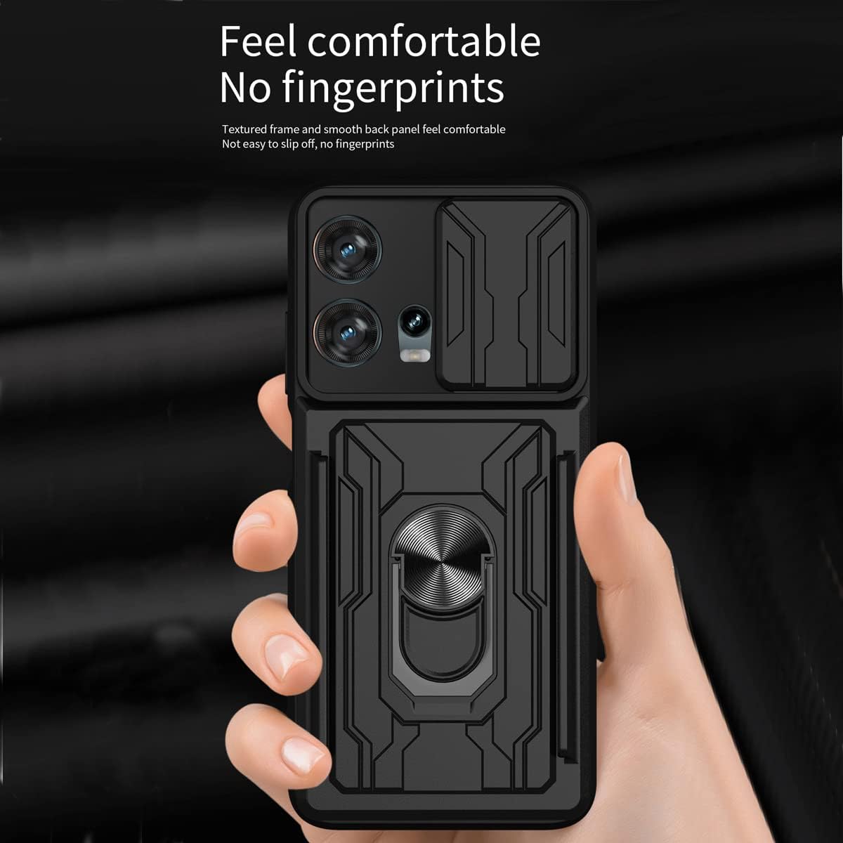 CCSmall Funda para Motorola Edge 30 Fusion (no Edge 30) con ventana deslizante con tarjeteros, cubierta con protección de cámara deslizante Funda