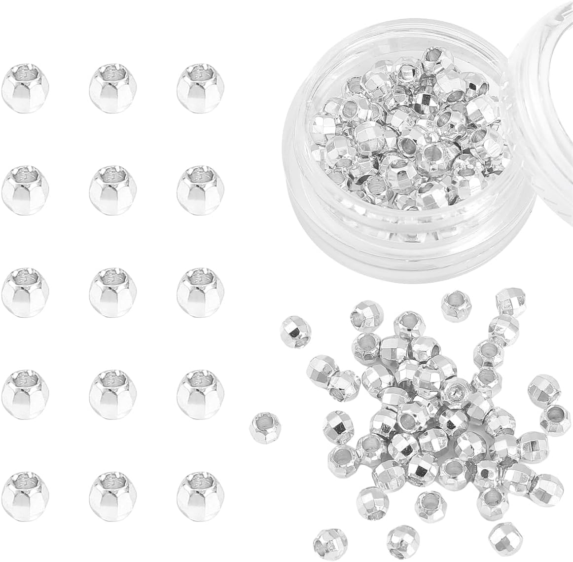 Láser plateado redondo espaciador granos 0.157×0.157 in 50pcs para la fabricación de joyas hallazgos no se deslustra