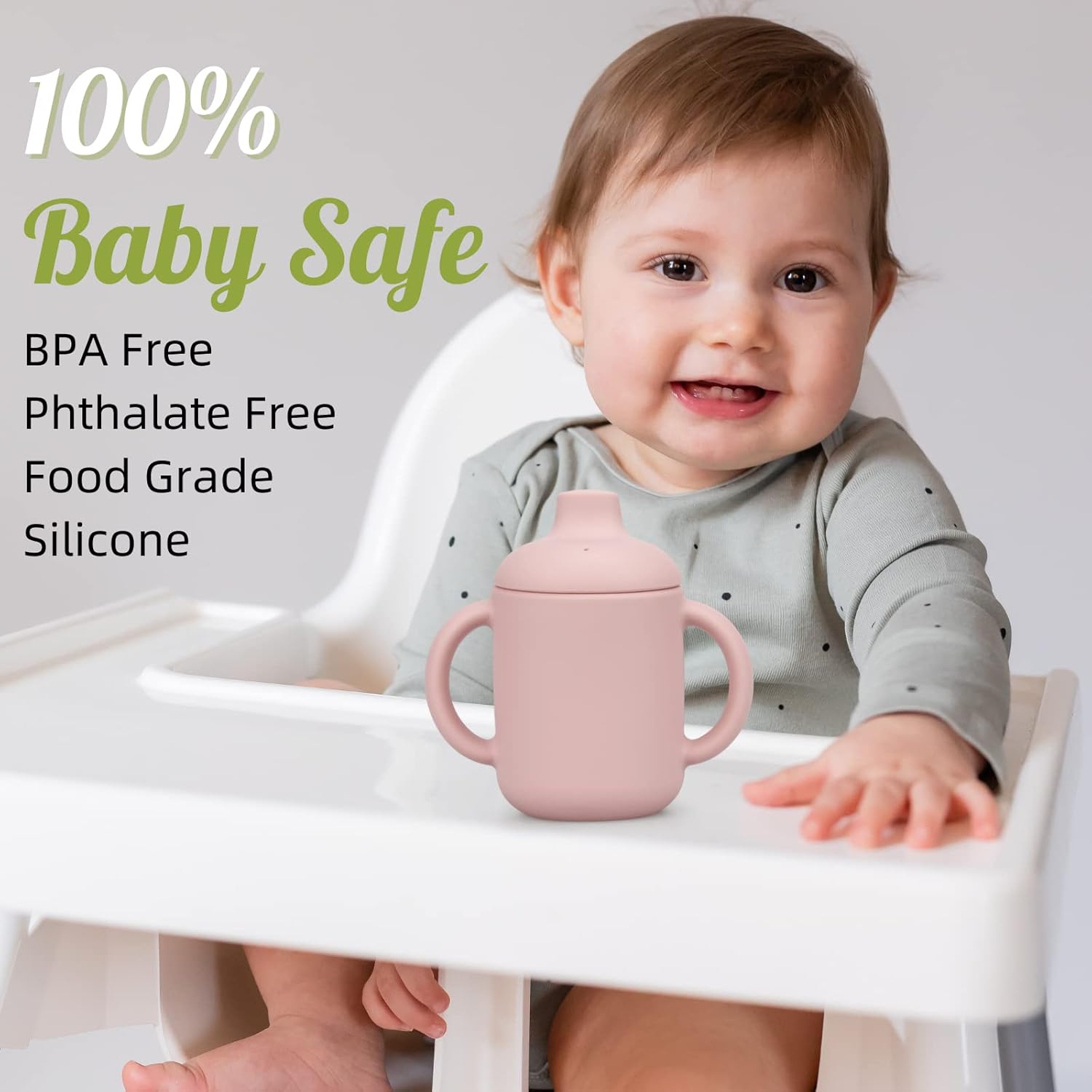 Vaso entrenador de silicona para bebés y niñas, irrompible, a prueba de derrames y dos asas, taza para aprender, 4 onzas (rubor)