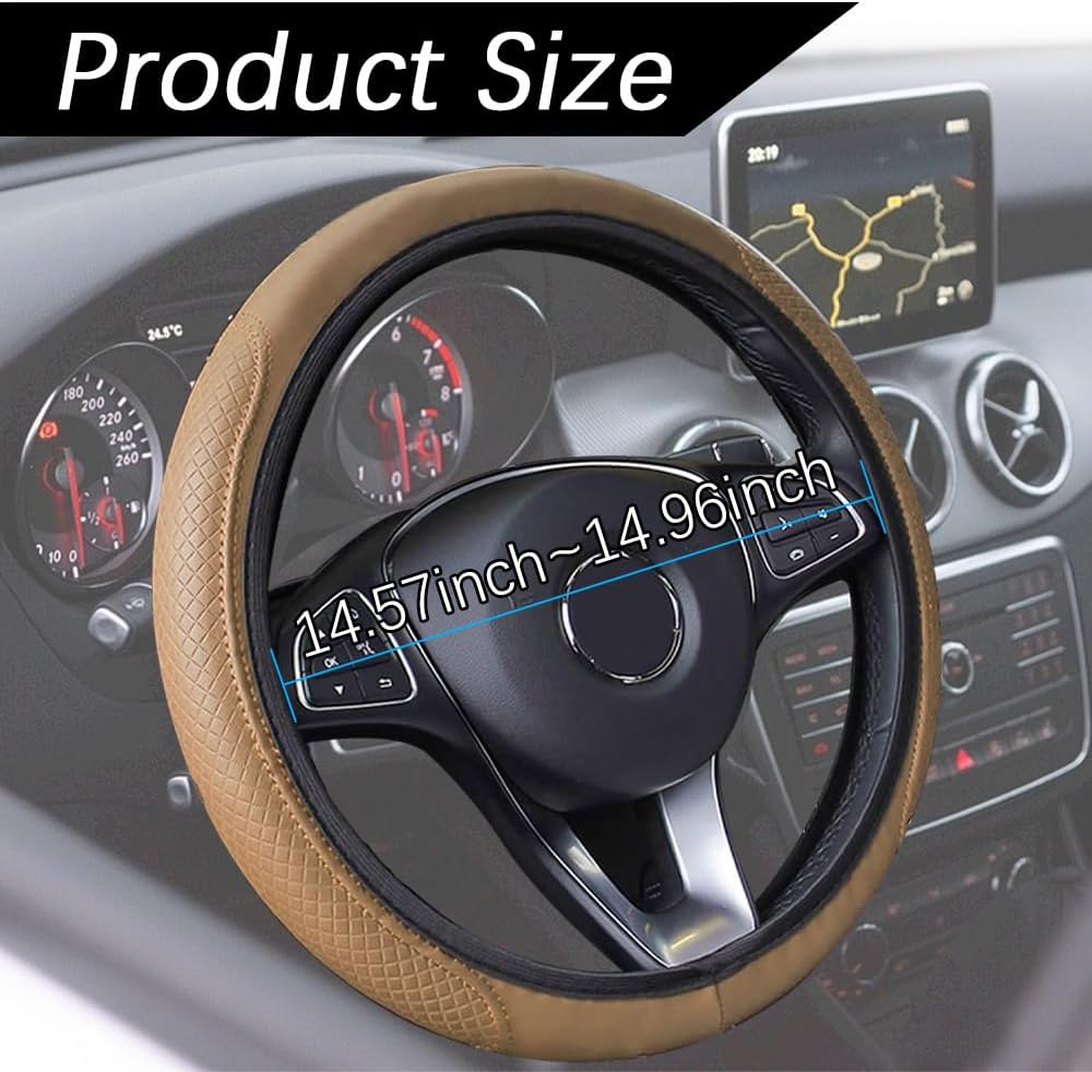Funda para volante de automóvil, funda de piel sintética de 15 pulgadas, protector universal antideslizante para volante de automóvil, accesorios