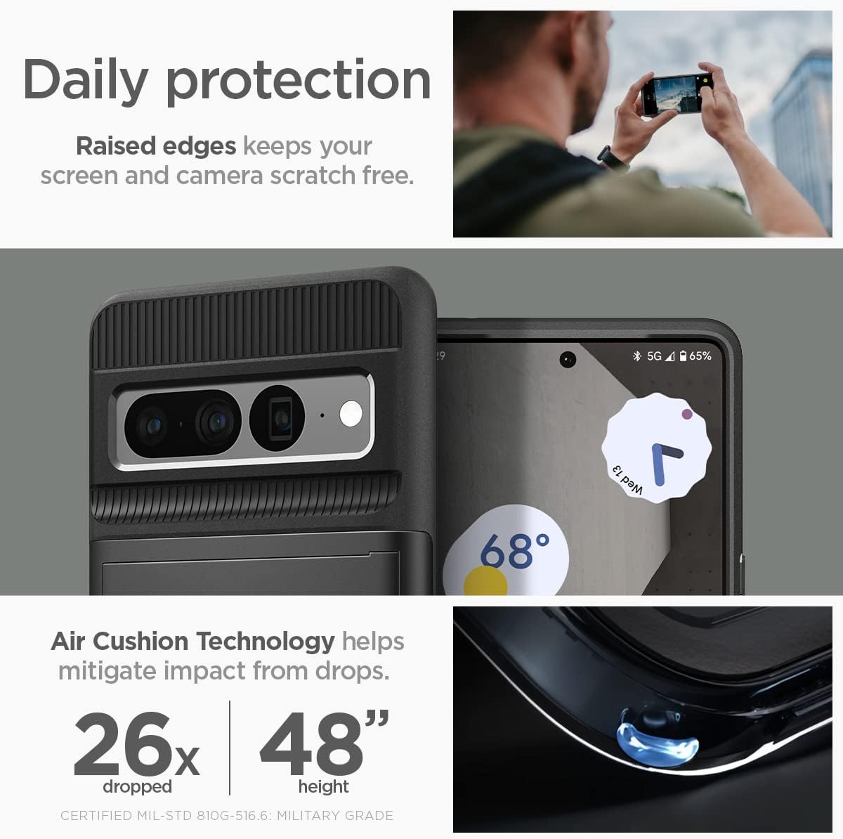 Spigen Slim Armor CS – Funda diseñada para Pixel 7 Pro (2022), color negro