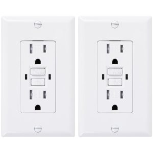 BlueStars Paquete de 2 cargadores de pared eléctricos GFCI 15A125VAC, carga de alta velocidad con obturador resistente a manipulaciones para uso BlueStars Paquete de 2 cargadores de pared eléctricos GFCI 15A125VAC, carga de alta velocidad con obturador resistente a manipulaciones para uso