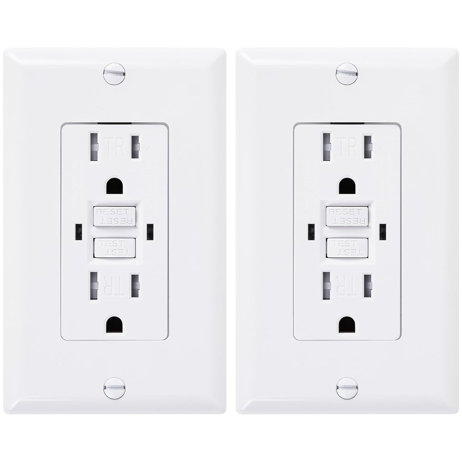 BlueStars Paquete de 2 cargadores de pared eléctricos GFCI 15A125VAC, carga de alta velocidad con obturador resistente a manipulaciones para uso