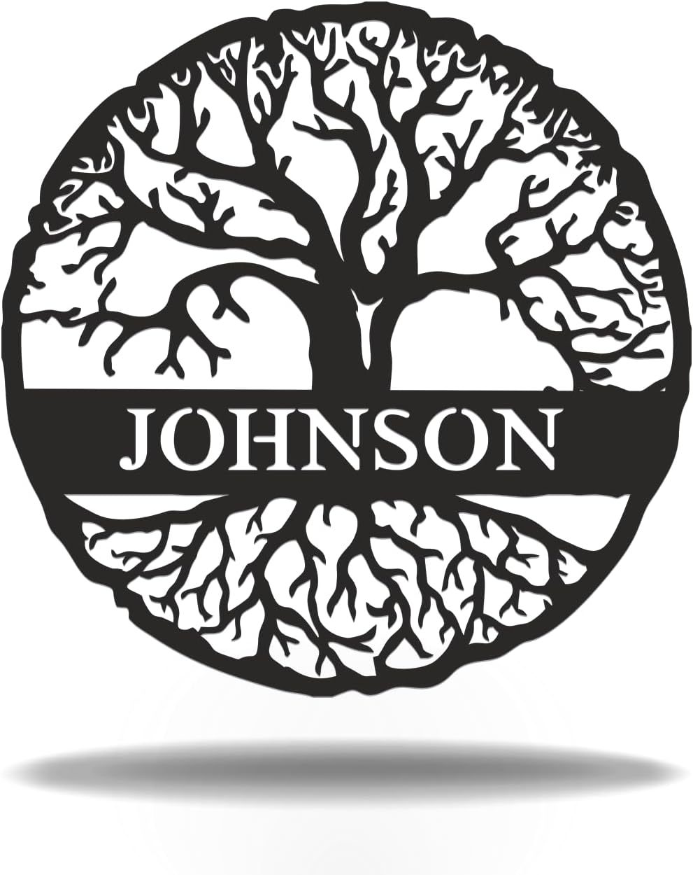 AJD Designs Letrero de metal personalizado con monograma de árbol geneal