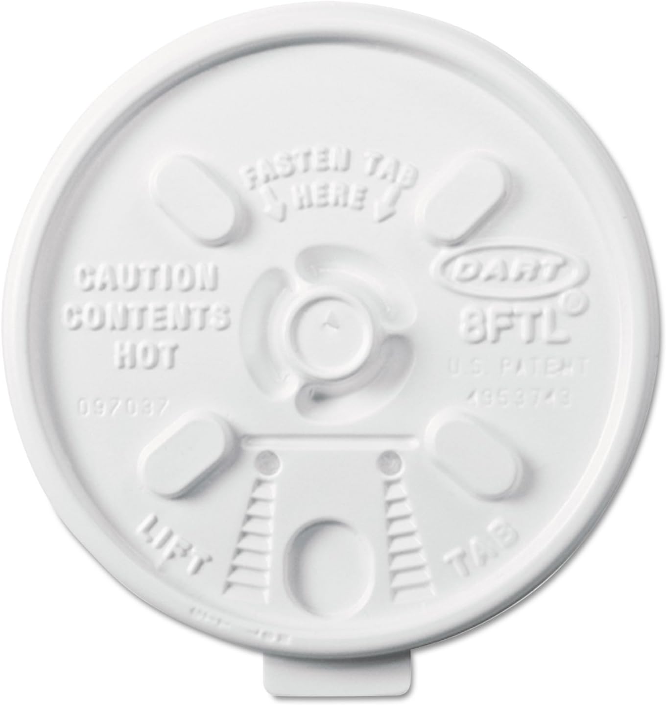 DART 8FTL Lift n’Lock Tapas calientes plásticas de la taza 6-10oz tazas blancas 1000cartón