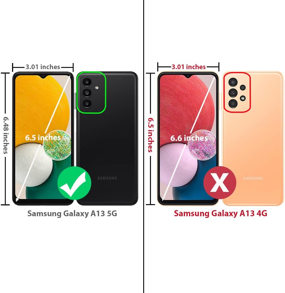 TJS Funda compatible con Samsung Galaxy A13 5G, con protector de pantalla integrado, cubierta protectora de cuerpo completo con purpurina y bonito