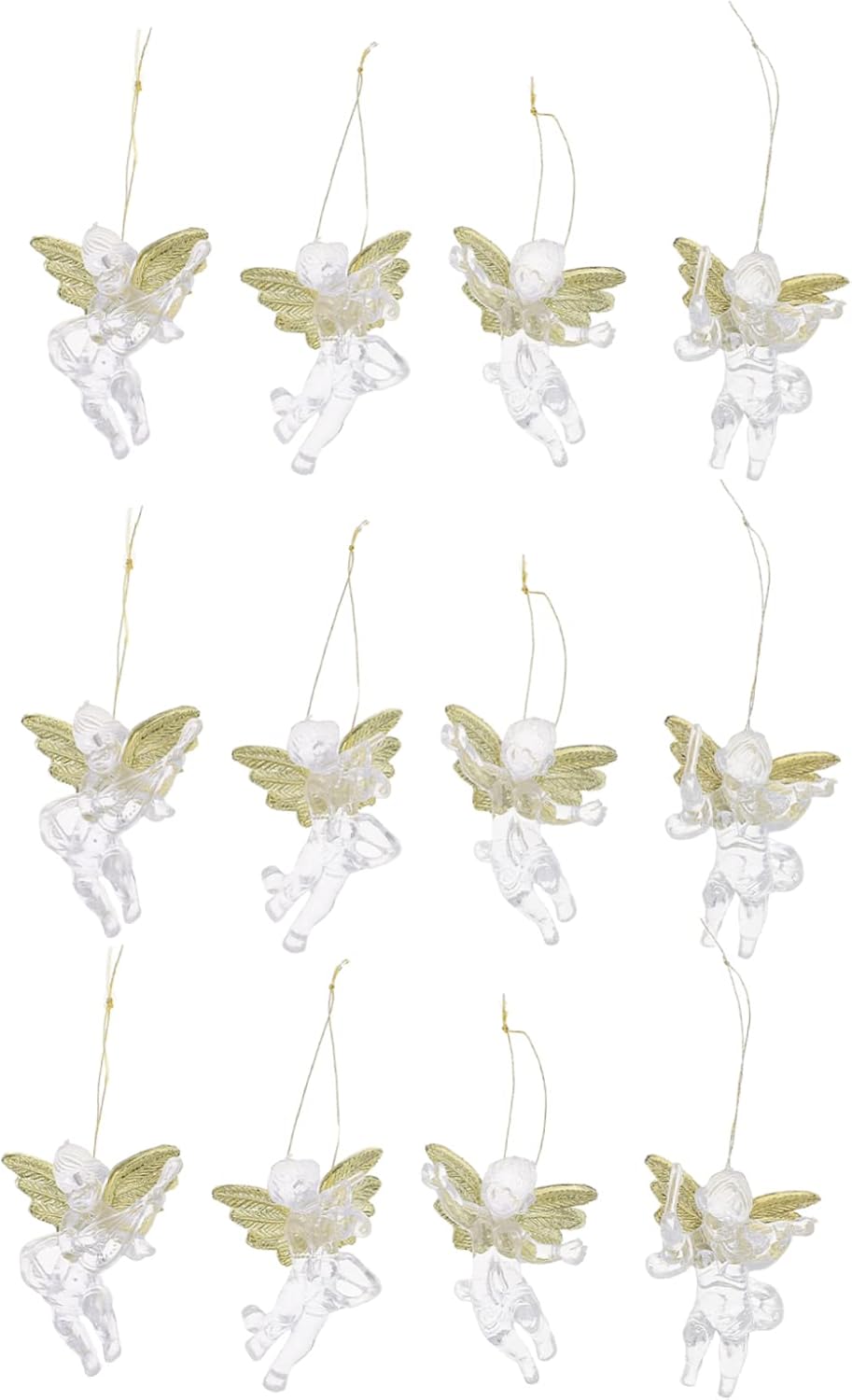 ABOOFAN 60 piezas de colgantes de ángel transparentes para árbol de Navidad, adornos de ángel, adornos de árbol de Navidad, adornos de árbol de