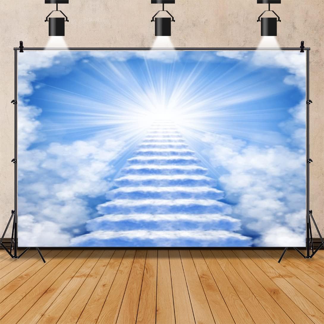 DORCEV Telón de fondo de 6 x 4 pies con temática de cielo para decoración de fondo con temática de cielo azul claro, nubes, eventos, iglesia,