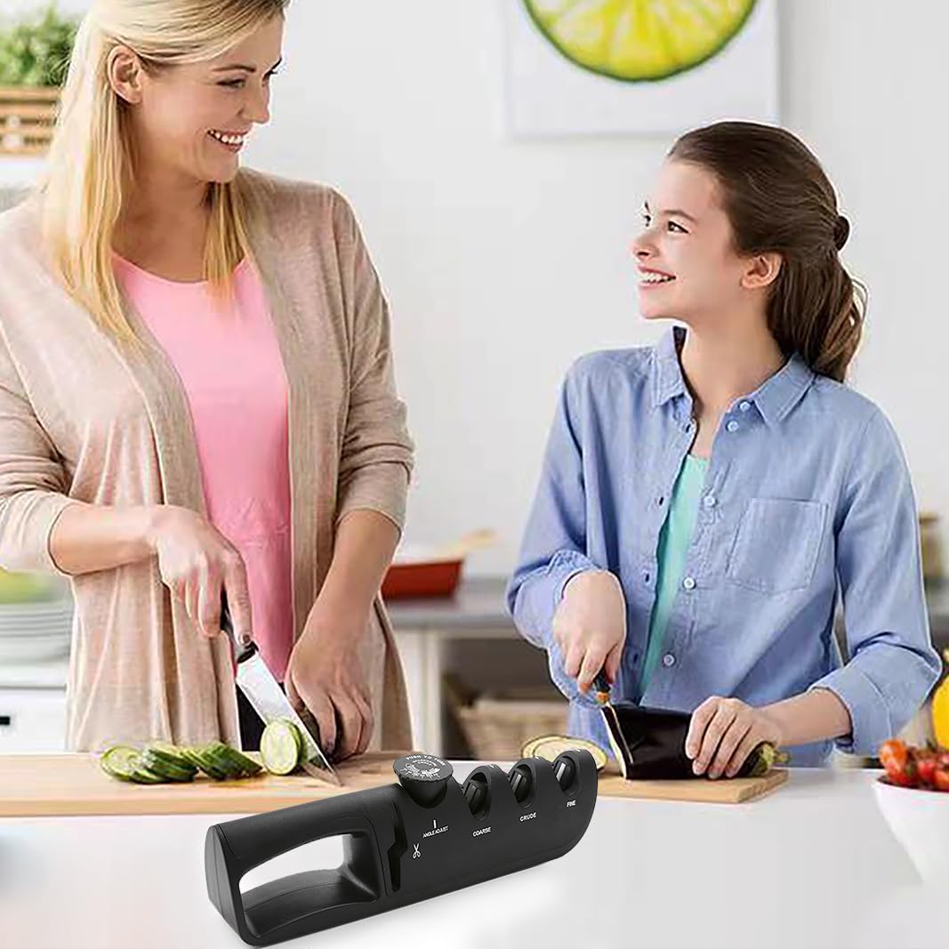 “Afilador de cuchillos de cocina multifuncional seis niveles de ajuste, adecuado para todo tipo de cuchillos” (negro)