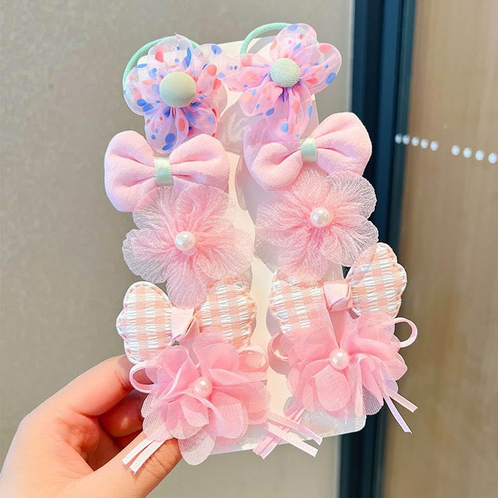 ALTALIVA Juego de accesorios para el cabello para niñas, lindas pinzas para el cabello de dibujos animados, lazos para el cabello rosa, accesorios