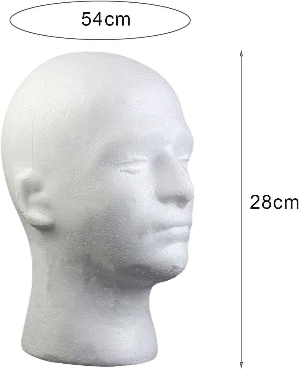 Modelo de cabeza masculina, maniquí de espuma, modelo de cabeza, peluca, sombrero, maniquí de espuma, color blanco (estilo 3)