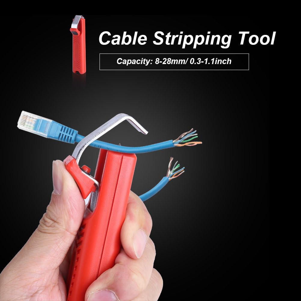 Pelacables, herramienta de corte de pelado de alambre de plástico rojo para 0.315-1.102 in de PVC de goma de cable de extracción precisa de la