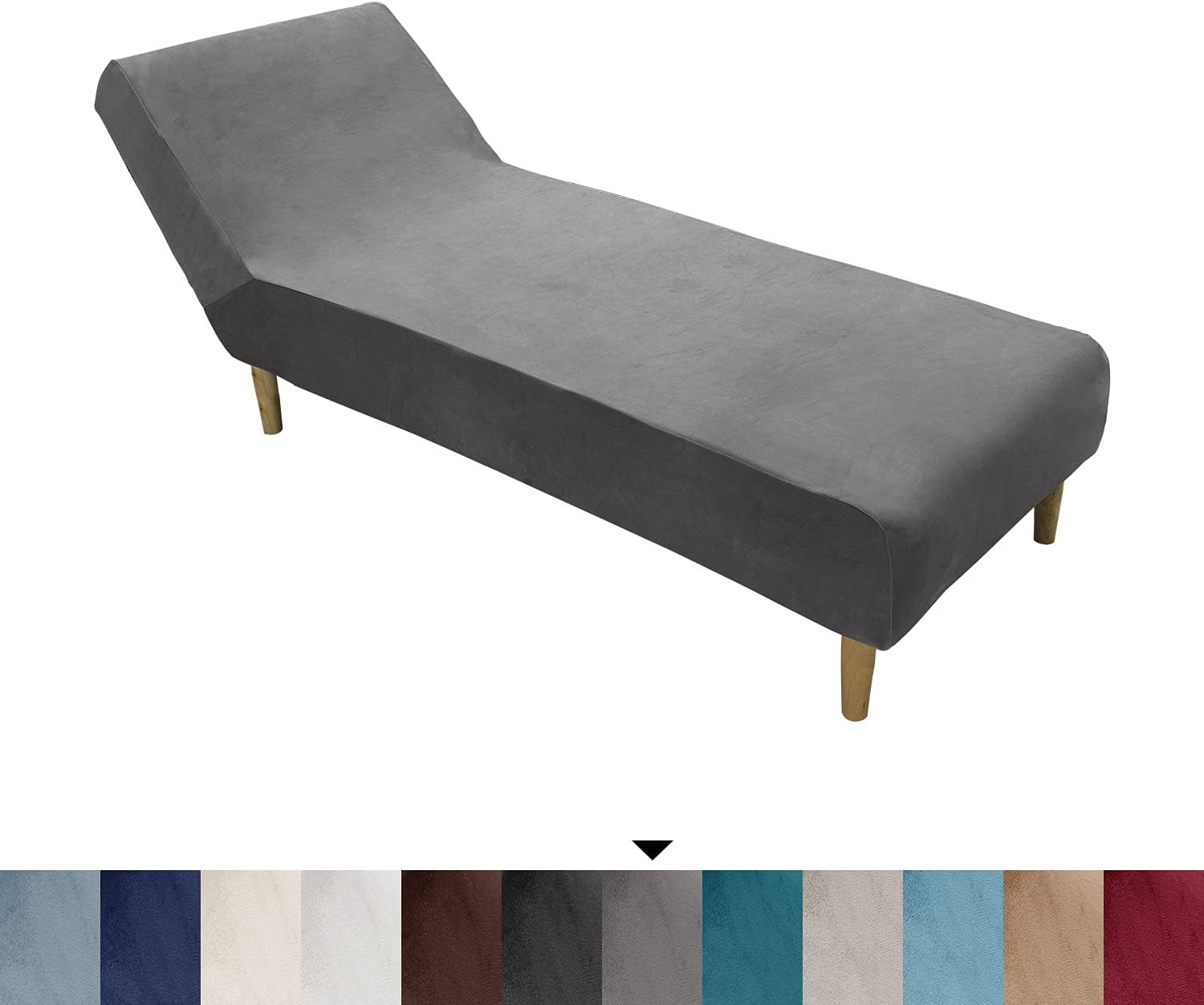 Funda elástica de terciopelo gris para tumbona sin brazos, funda para sofá reclinable, funda para muebles (gris)