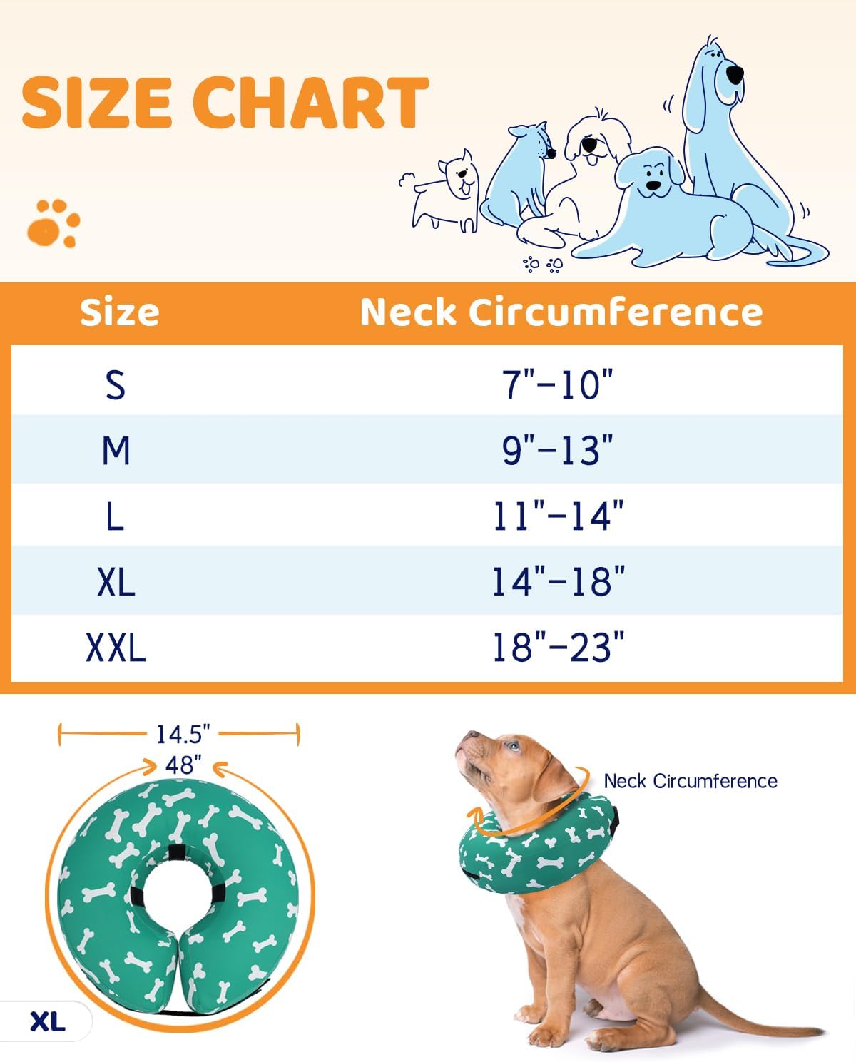 Supet Collar inflable de cono de perro alternativo después de la cirugía, collar de dona para recuperación de cuello de perro, collar E para