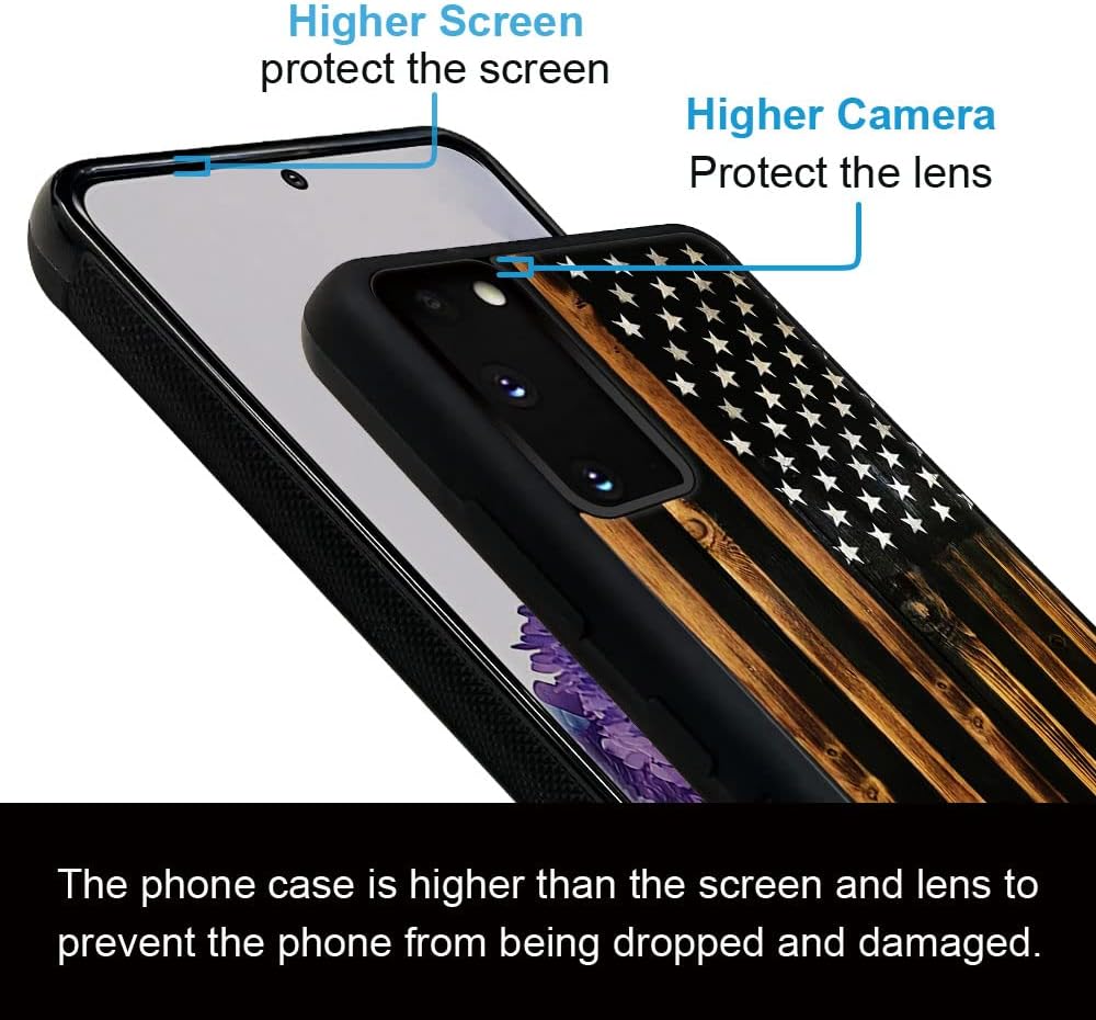 DJSOK Funda compatible con Samsung Galaxy S20 Plus, diseño clásico de patrón de bandera antigua de grano de madera para hombres, niños y niñas,