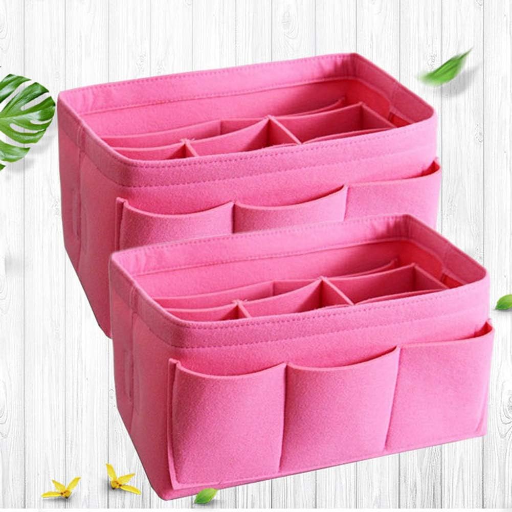Bolsa de cosméticos Multi-Rejillas Impermeable Gran Capacidad Maquillaje Cosméticos Bolsa de Almacenamiento Organizador de Fieltro Rojo XL