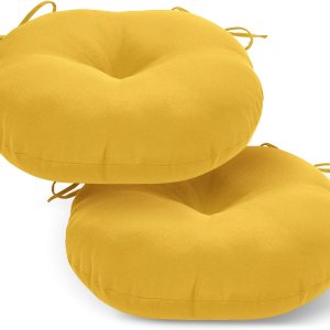 LOVTEX Bistro – Juego de 2 cojines redondos para sillas de exterior de 15 pulgadas, impermeables, redondos, con lazos, cojines amarillos para sillas LOVTEX Bistro – Juego de 2 cojines redondos para sillas de exterior de 15 pulgadas, impermeables, redondos, con lazos, cojines amarillos para sillas