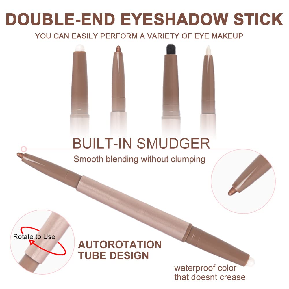 evpct 2 lápices de sombra de ojos en barra y color blanco perla brillante y lápiz delineador de ojos bronce, sombra de ojos en barra y lápiz