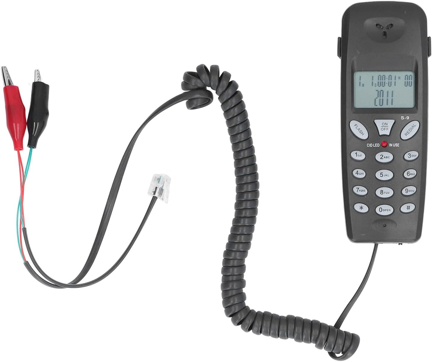 Cuifati Teléfono con cable, pantalla LCD de 16 bits con cable Teléfono con cable con función de pausa de redireccionamiento con FSK, ID de llamadas