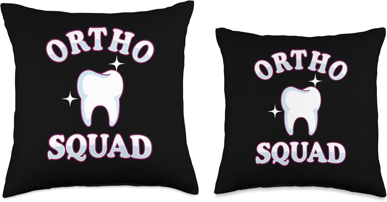 Ortho Squad Dental Assistant Orthodontist Gift Ortho Squad  Asistente dental  Almohada para dentista ortodoncista, 16 x 16, multicolor
