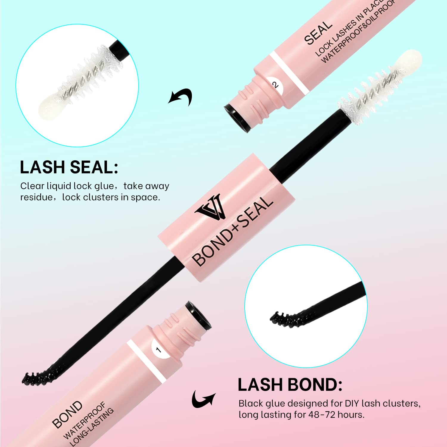 VAVALASH Kit de extensiones de pestañas individuales con 72 unidades de 0.315 a 0.630 pulgadas, mezcla de racimos de pestañas para unir y sellar,