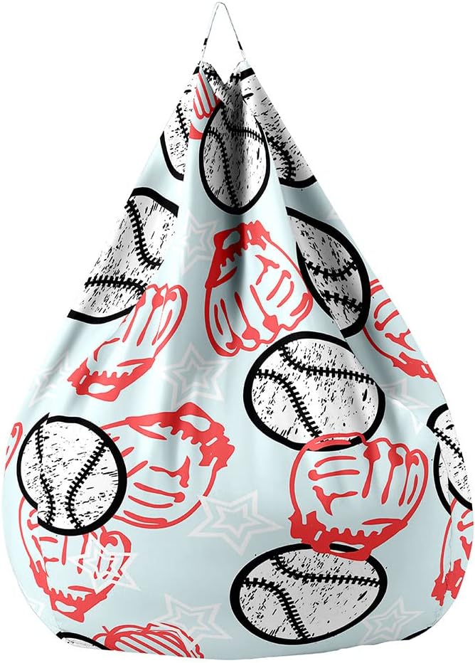Lukery Puf de almacenamiento de animales de peluche de béisbol 3D para niños y adultos, puf rellenable (sin relleno) para sala de estar, sofá