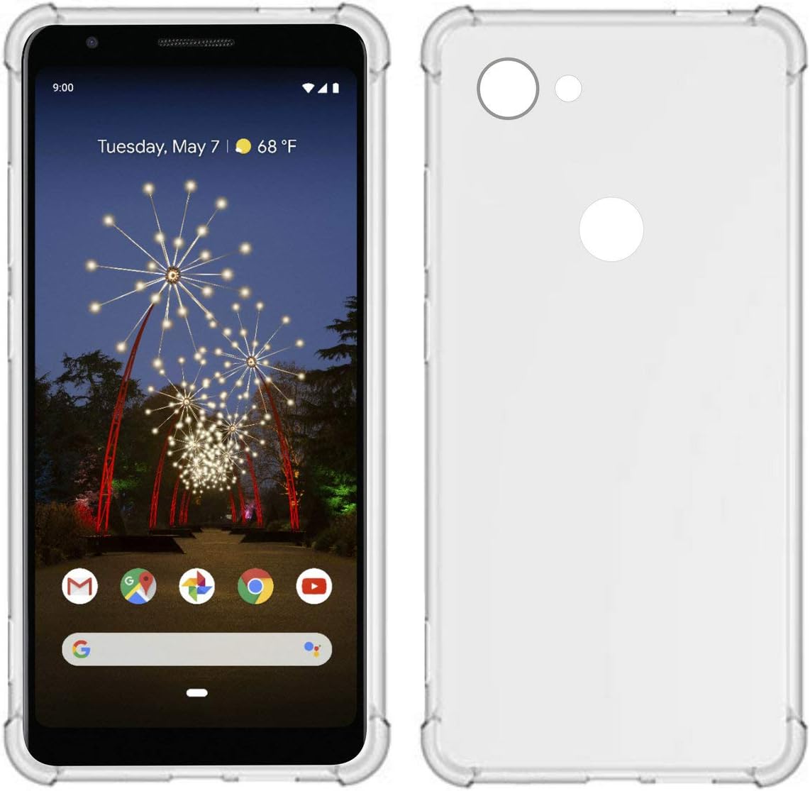 TIYA para Google Pixel 3A caso TPU transparente cuatro esquinas cubierta transparente suave funda