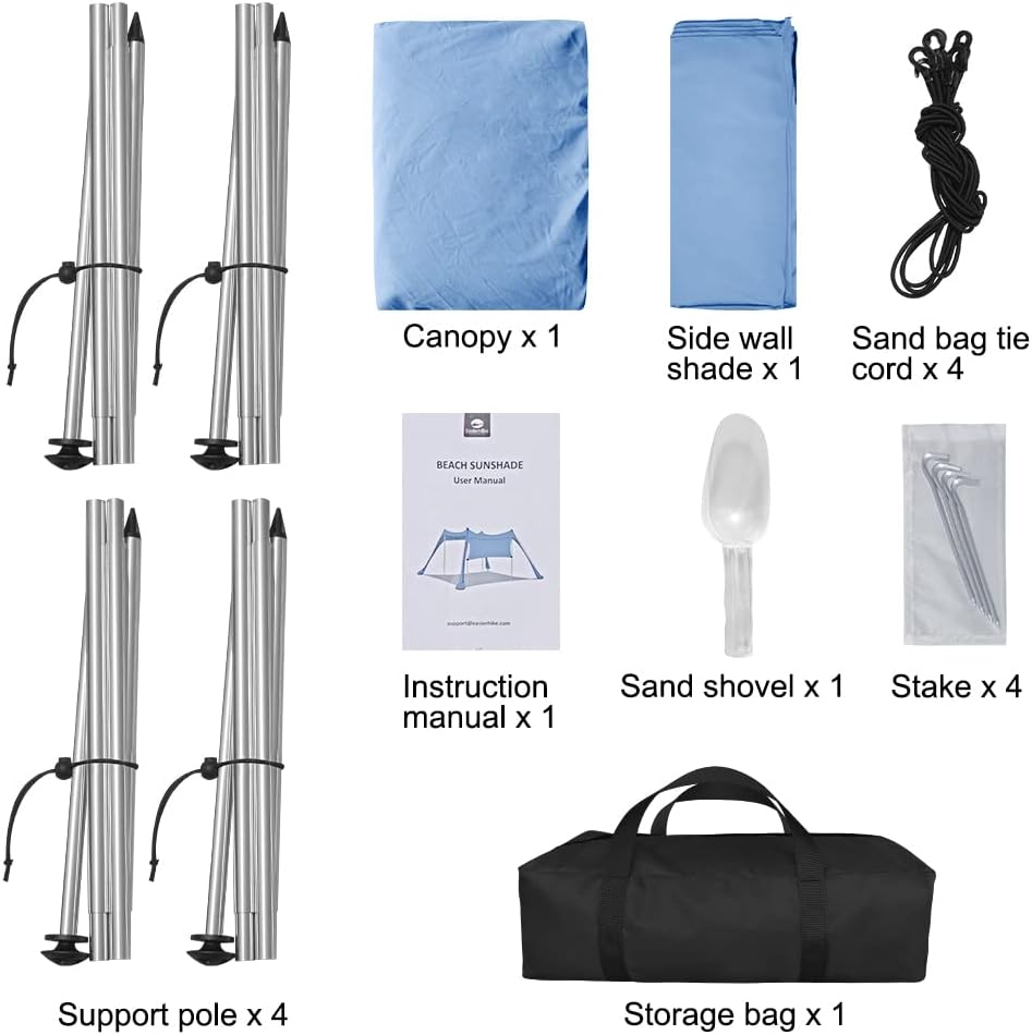 easierhike Parasol de playa con pantalla de pared lateral diseño resistente al viento, refugio solar UPF50+ anclajes portátiles para tienda de
