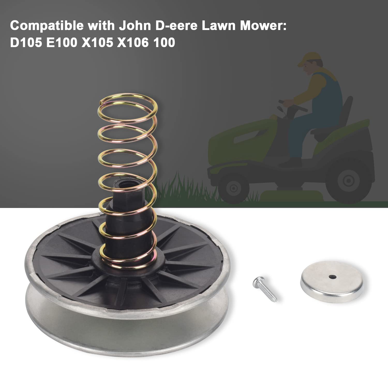 MIA12482 Kit de polea variadora de transmisión secundaria compatible con cortacésped John Deere y tractor de jardín, compatible con D105 E100 X105